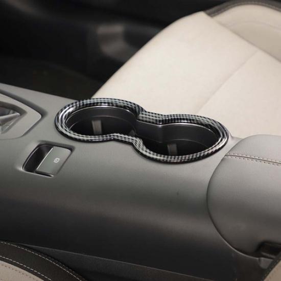 Carbon fiber Center console cup holder Bezel Cover trim for Ford Mustang 2024+