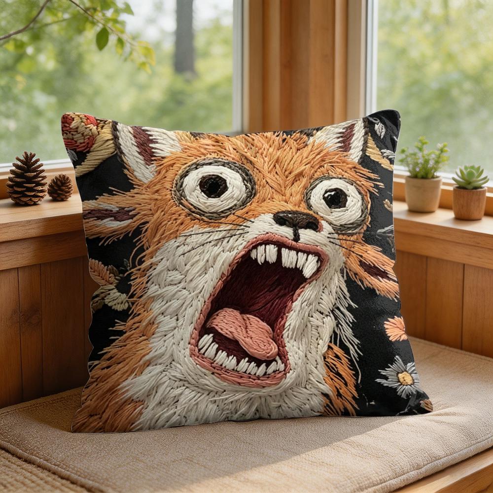 2D Scream Animals Retro Kissenbezug Seidiger Kurzer Plüsch Unsichtbarer Reißverschluss Staubdicht Sofakissenbezug Für Heimdekoration