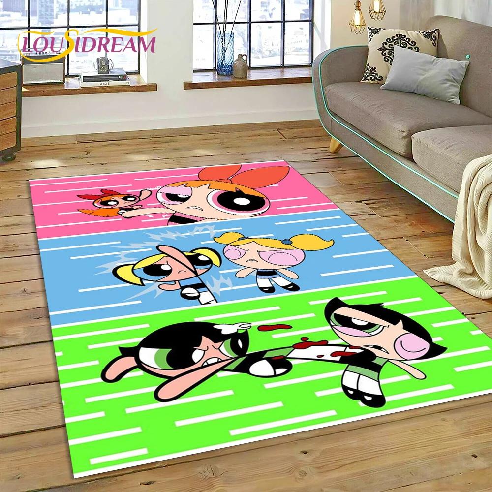 Animacinis Mielas P-Powerpuff Mergaitės Kilimas Kilimėlis Miegamajam Svetainei Namų Sofos Dekoravimas, Vaikų Žaidimų Didelis Dekoras Grindų Kilimėlis Dovana