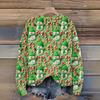 Women's Christmas Print Cardigan Long Sleeve Round Neck Knit Top