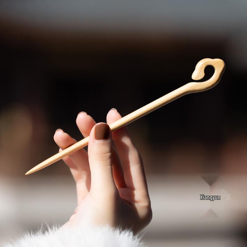 Livrare Gratuită Agrafă de Păr de Lux din Lemn de Piersic pentru Femei – Stil Chinezesc Antic & Modern