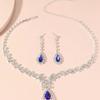 Wedding Bridal Accessories Full Diamond Necklace Earrings Set Women'S Fashion Popular Diamond Droplet Earrings