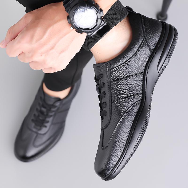 Fashion Men Business Office Luxury Brand Genuine Leather Casual Oxford Shoes Comfort Thick Soled Outdoor Non-slip Jogging Sneakers Shoes