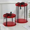 Red Round Transparent Cake Packaging Box Cylindrical Wedding Christmas Party Supplies Pastry Cake Box 5 Sets 5