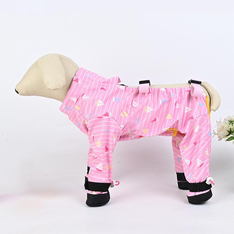 

Outdoor Pet Clothes Waterproof Dustproof Pants Pomeranian Poodle Bichon Frise Schnauzer Dog Clothing Boy Girl Dog Costume Outfit S рожевий
