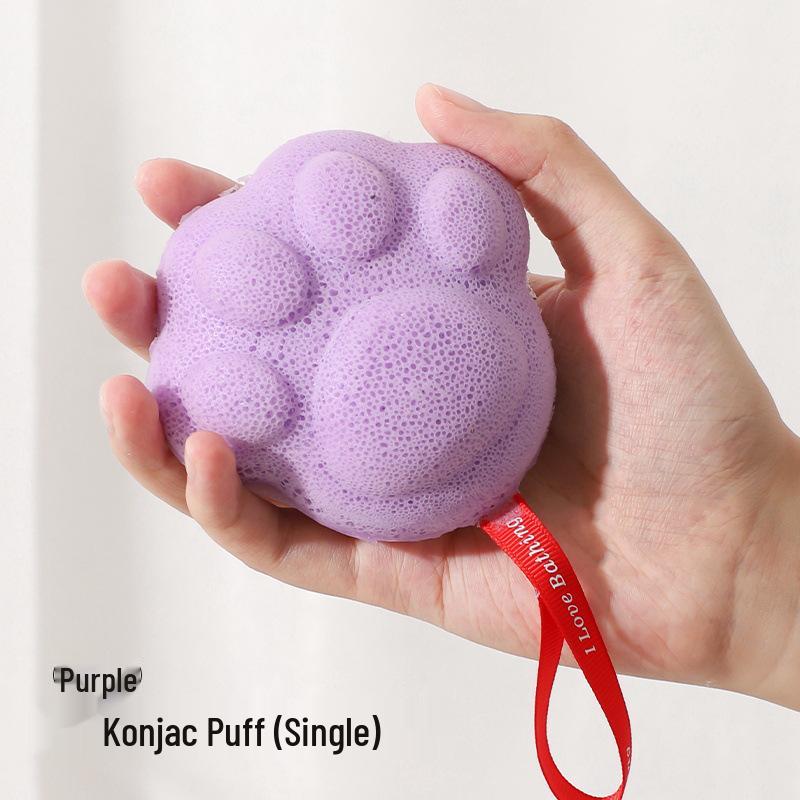 Kids Bath Sponge & Shampoo Brush: Newborn Konjac Exfoliating Puff and Cotton Bath Ball
