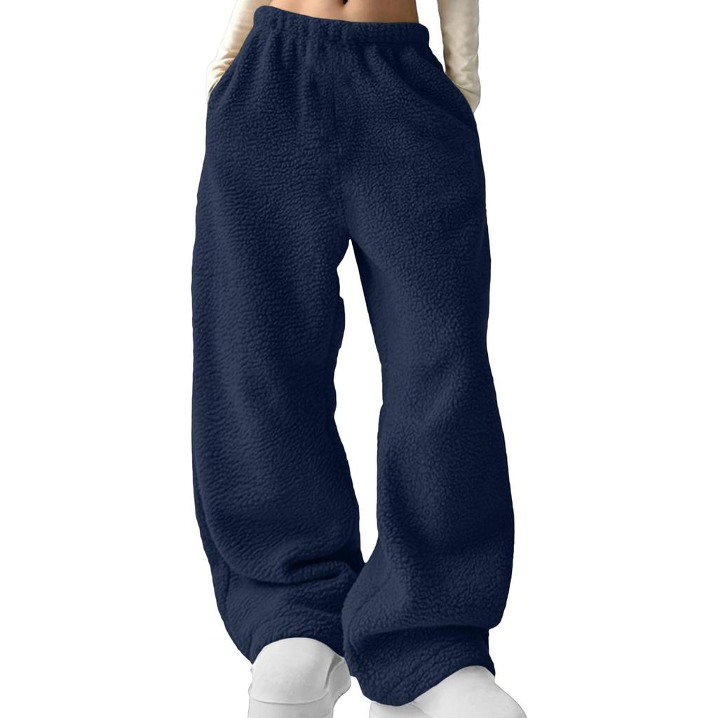 Baggy Sweatpants For Women Winter Warm Plush Wide Leg Joggers Workout Hiking Running Sweat Pants With Pockets