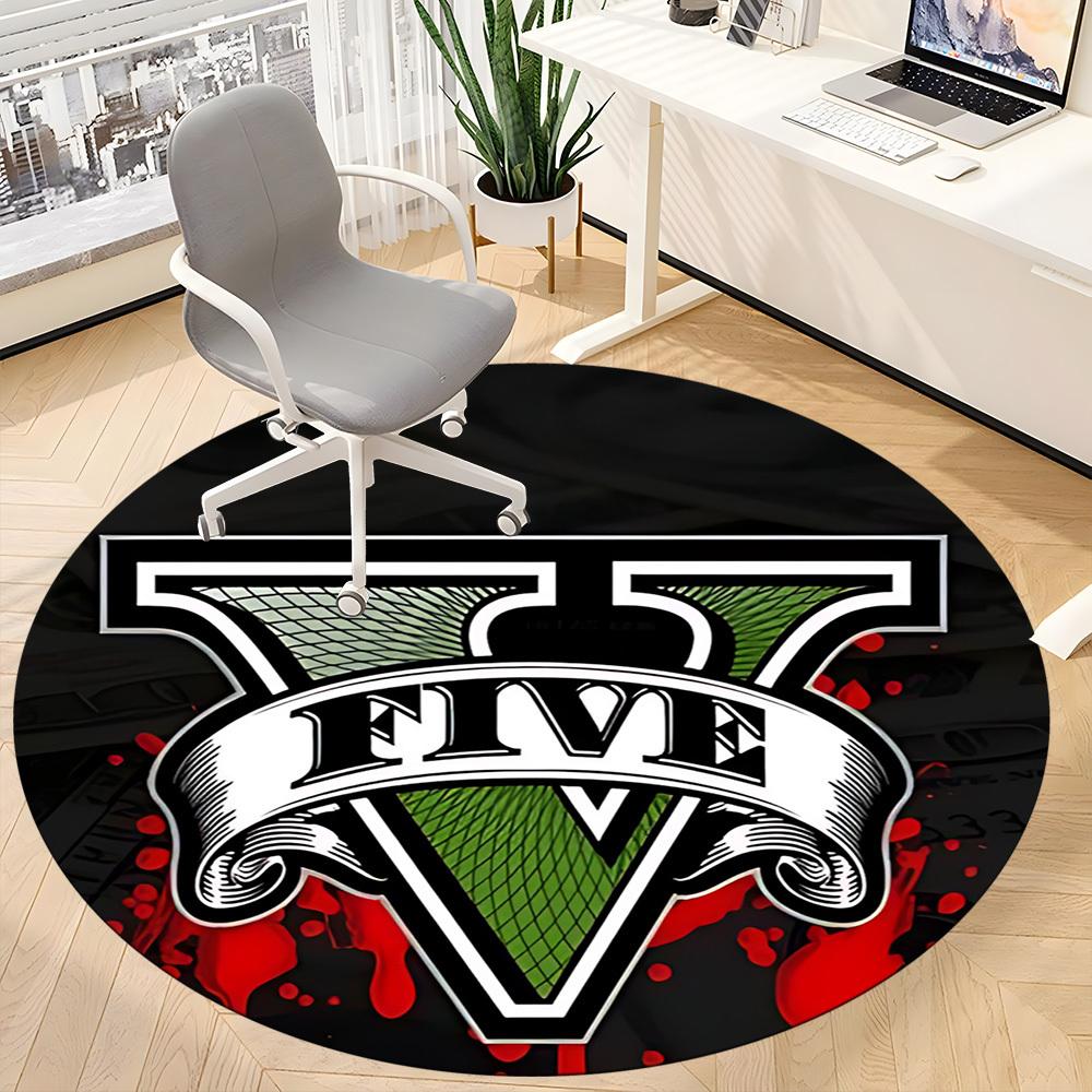1pc GTA V Office Round Area Rug, Indoor Mat Suitable For Office,Bedroom Living Room Home Decor, Room Deco A0926024