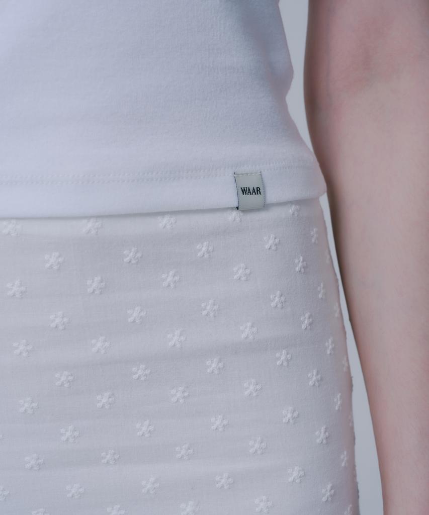 War For Woman Wsk-06 Jacquard Midi Skirt_White
