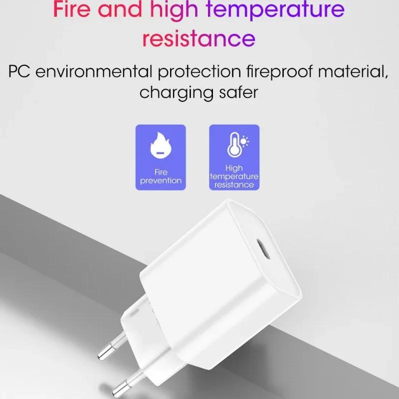 PD 20W Fast Charging For Samsung iPhone 16 15 14 13 Pro Max Ipad Phone Quick Charger EU US Plug Type C Charger Cable Accessories