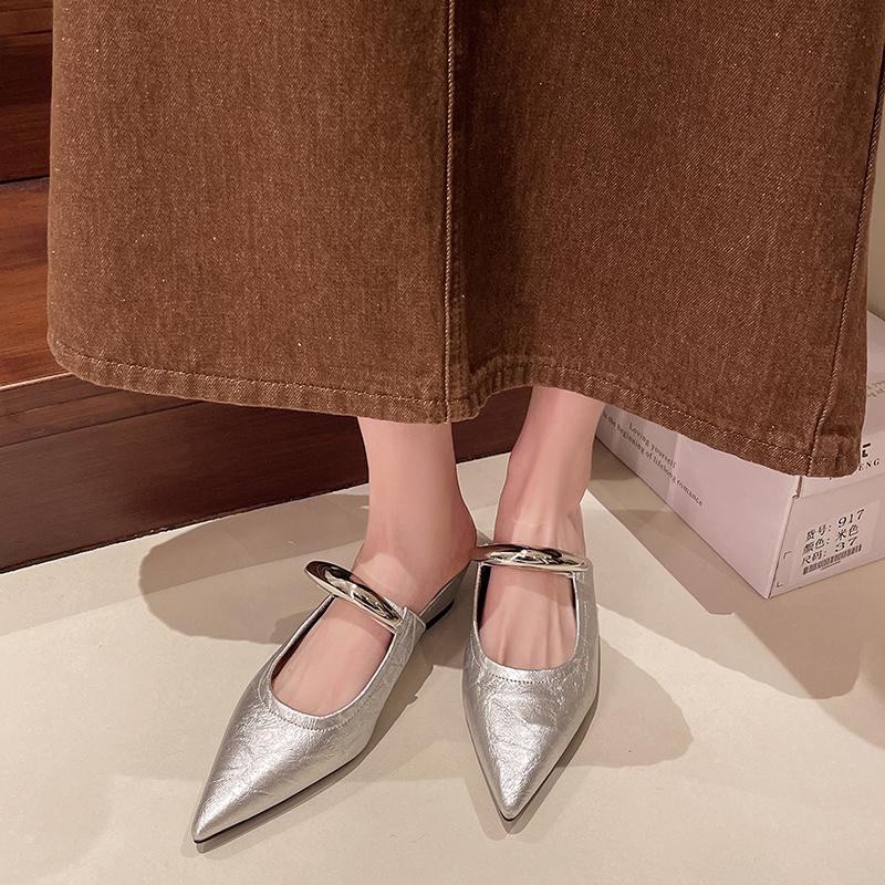 Fashion Mid Heels Women Slippers Designer Pointed Toe Shoes Fad Wedges Slingback Sandals 2025 Summer Elegant Slides New Brand Zapatillas