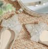Comfortable Chunky Heel Bridal Shoes: Mid-Heel Crystal Wedding Shoes for Pregnant Brides