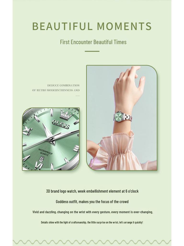 Oulishi Solid Steel Women's Quartz Watch - High-End, Waterproof, Fully Automatic Fashion Accessory