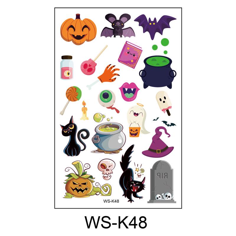 Waterproof Halloween Cartoon Tattoo Stickers for Kids - Pumpkin Magician Theme