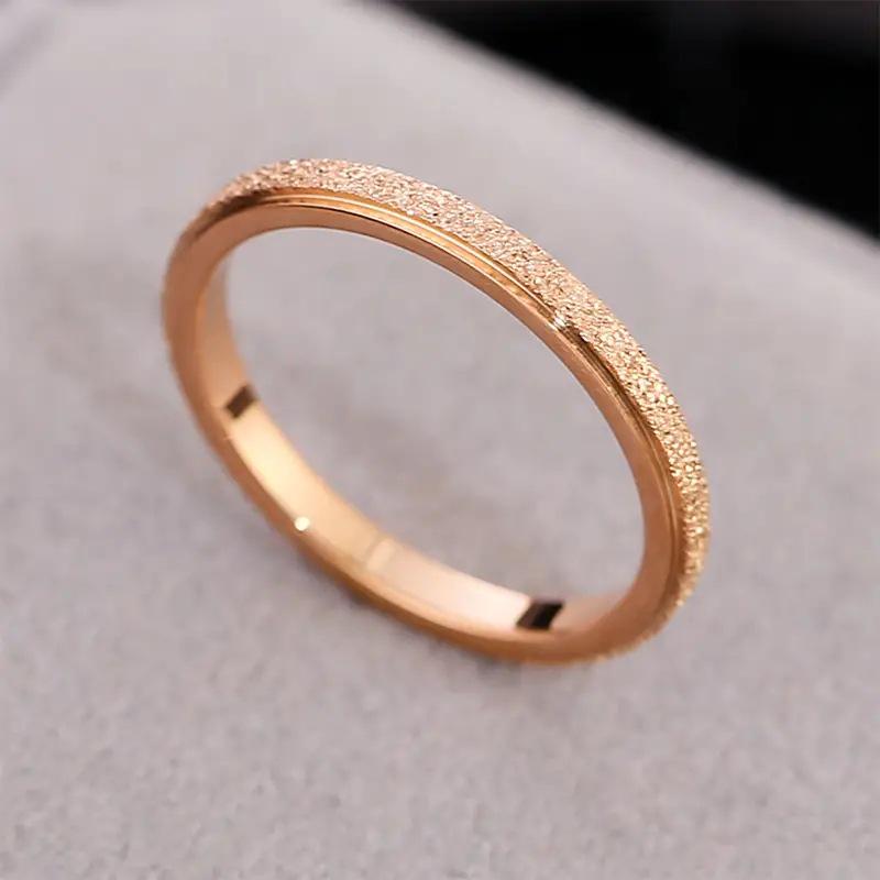 Base de Anel em Aço Inoxidável Fosco Cor Rose Gold – 2mm, 4mm, 6mm Simples Moda Banda de Aço Titânio