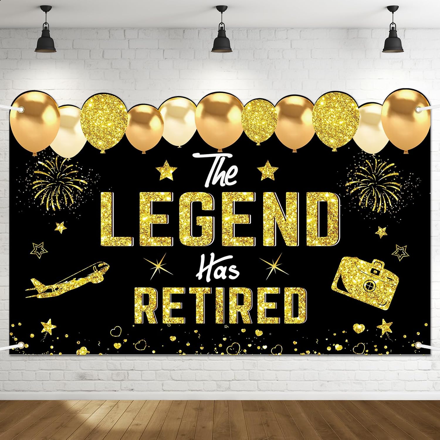 Retirement Party Decorations, Black Gold Retirement Banner for Men Women The Legend Has Retired Banner Retired Backdrop Party Supplies Sign