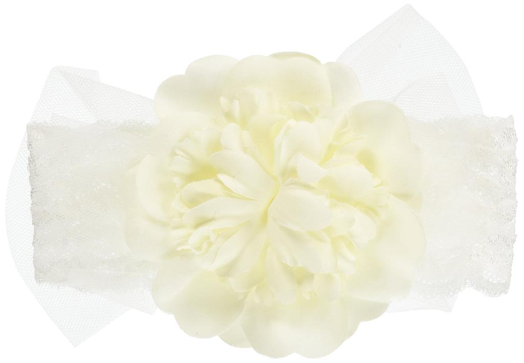 Goldbug Tulle Ribbon Flower 23030 & Hairband, White, Polyester,