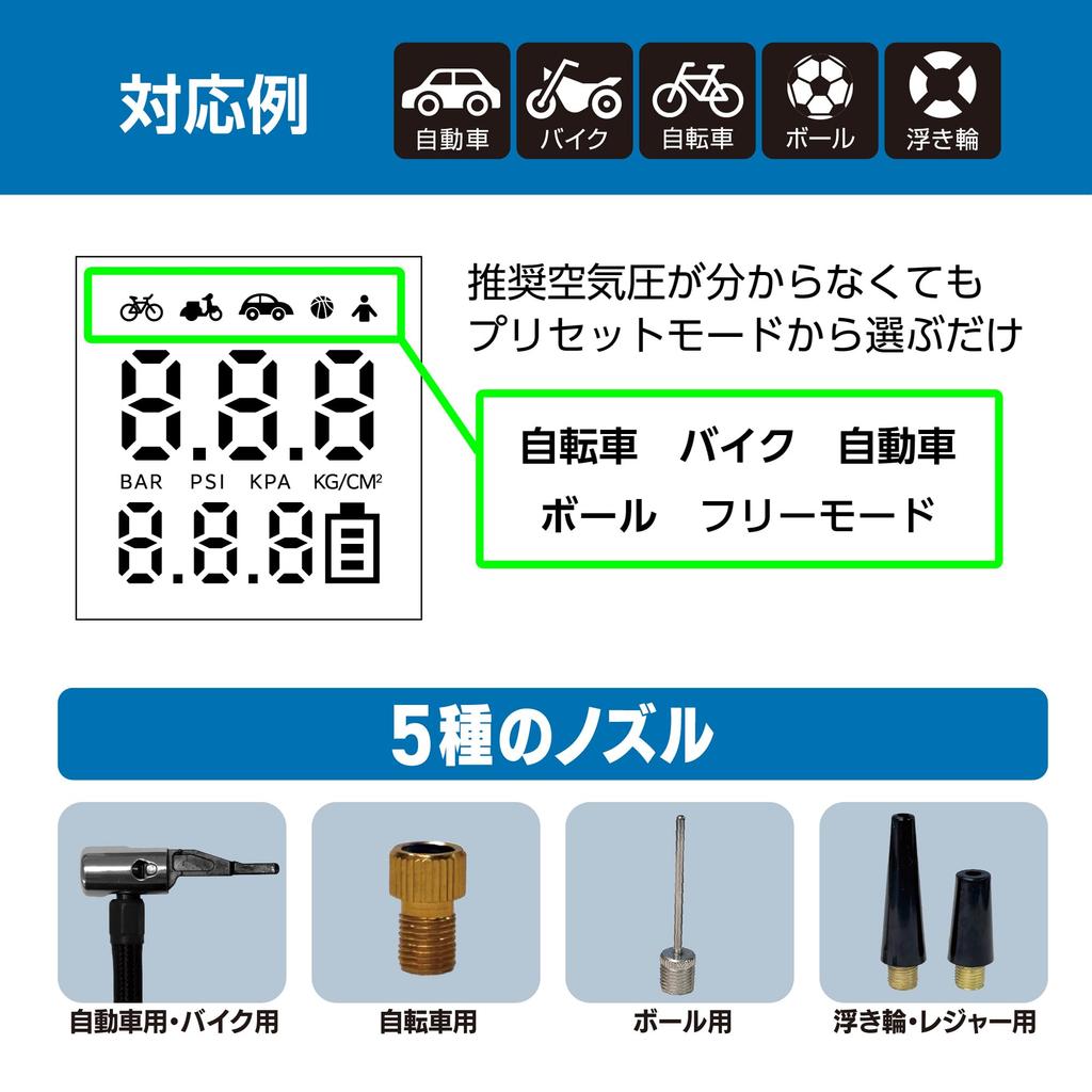Meltec Rechargeable Air Easy To Operate with One Includes LED and 5 Nozzles ML-290 Compressor, Hand, Light,