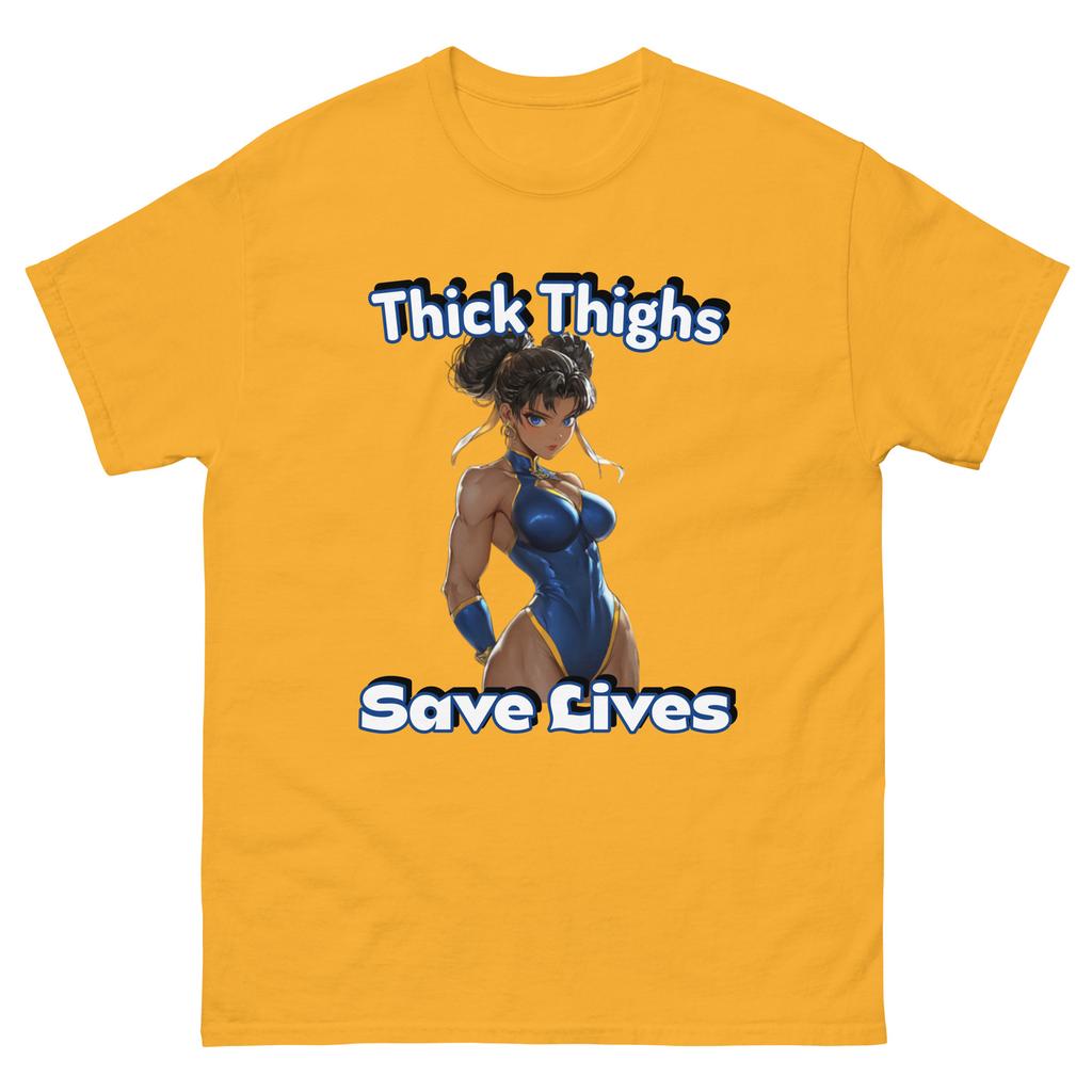 Thick Thighs Save Lifes Chun-Li Tee | Funny Street Fighter Gamer T-Shirt Mens Womens Tees Top