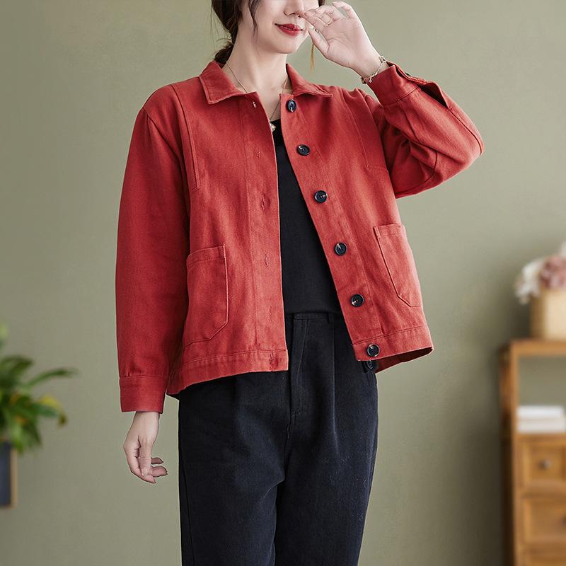 Herbst Koreanischer Stil Einfarbig All-Match Damen Oberbekleidung Mäntel Damen Lässige Kurze Jacken