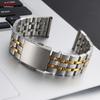 Wristband 18mm 20mm 22mm Stainless Steel Watch Bracelet Double Press Folding Buckle Strap for Men Silver Gold Metal Watch Band