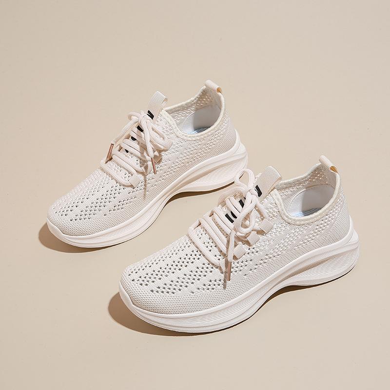 

Модные женские кроссовки Легкие дышащие беговые кроссовки Мягкая подошва Нескользящие студенческие тренировочные туфли Модные белые кроссовки на толстой подошве 35 бежевый