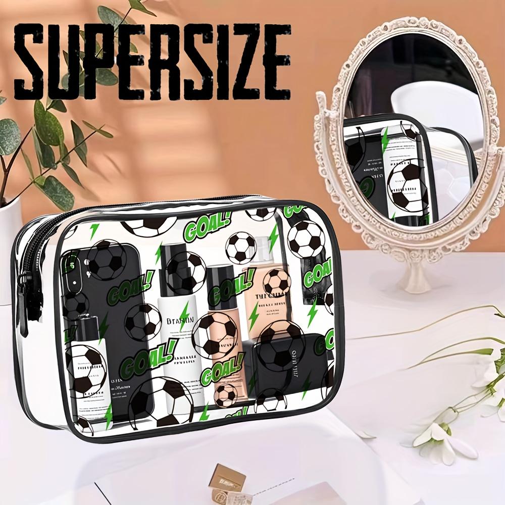 Football-themed PVC Toiletry Bag, Makeup Bag, Suitable for Men and Women, Transparent Travel Toiletries Storage Bag Makeup Bag