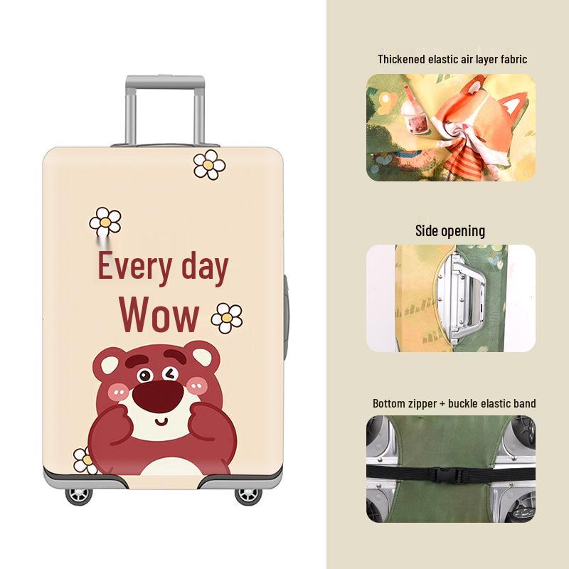 Elastic Zippered Travel Suitcase Protective Cover - Durable, Printed, and Wear-Resistant