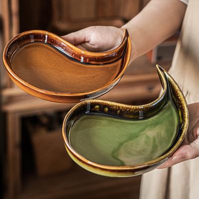 Retro Style Special-Shaped Plate Multi-Purpose Storage Plate Creative Ceramic Plate Plate Household Vegetable Plate Dessert Plate