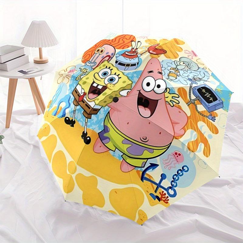 

1pc SpongeBob SquarePants and Friends Pattern Automatic 3-Fold Umbrella, 8 Iron Frames, High-Value Folding Umbrella, Suitable for Office, Travel and O