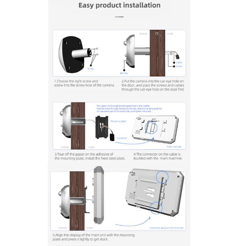 3.5 calowy wideodomofon z wizjerem na zewnątrz monitor detekcji ruchu cyfrowy wizjer wizjer bezpieczeństwa głosowe nagrywanie zdjęć dzwonek do drzwiAA