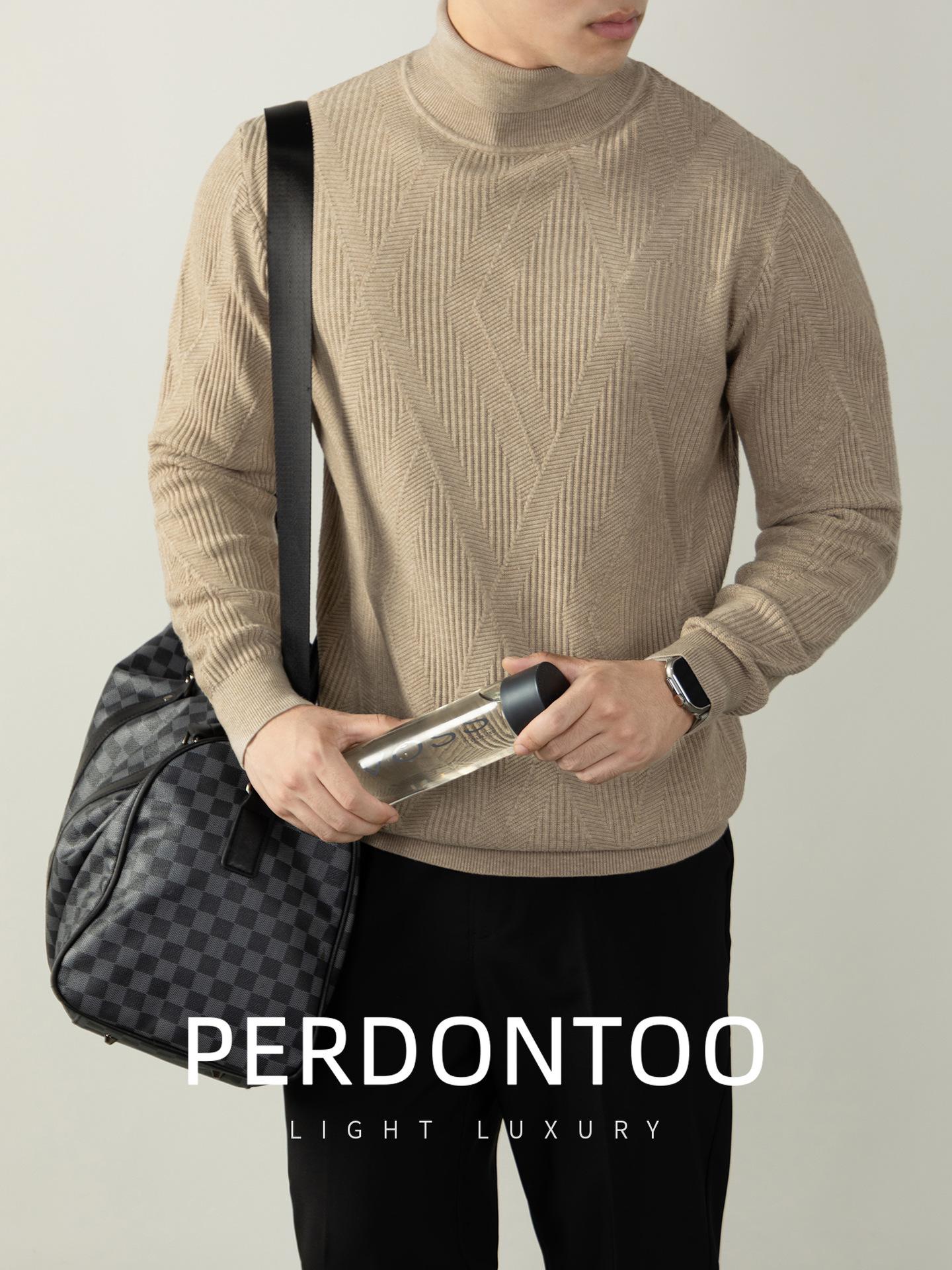 High-Efficiency Wool Lyocell High Neck Jacquard Men s Sweater for Autumn/Winter. L