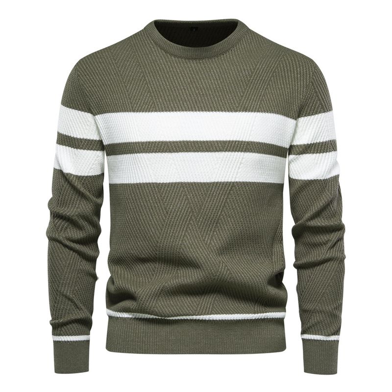 

2025 Casual Striped MEN S Sweater Knitted Sweater Beige M