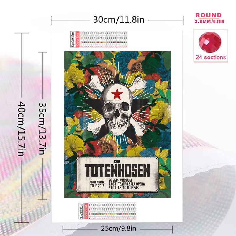 Die Toten Hosen Pattern 3pcs 100% Round Full Drill 5D DIY Diamond Painting Embroidery Cross Stitch Rhinestone Décor