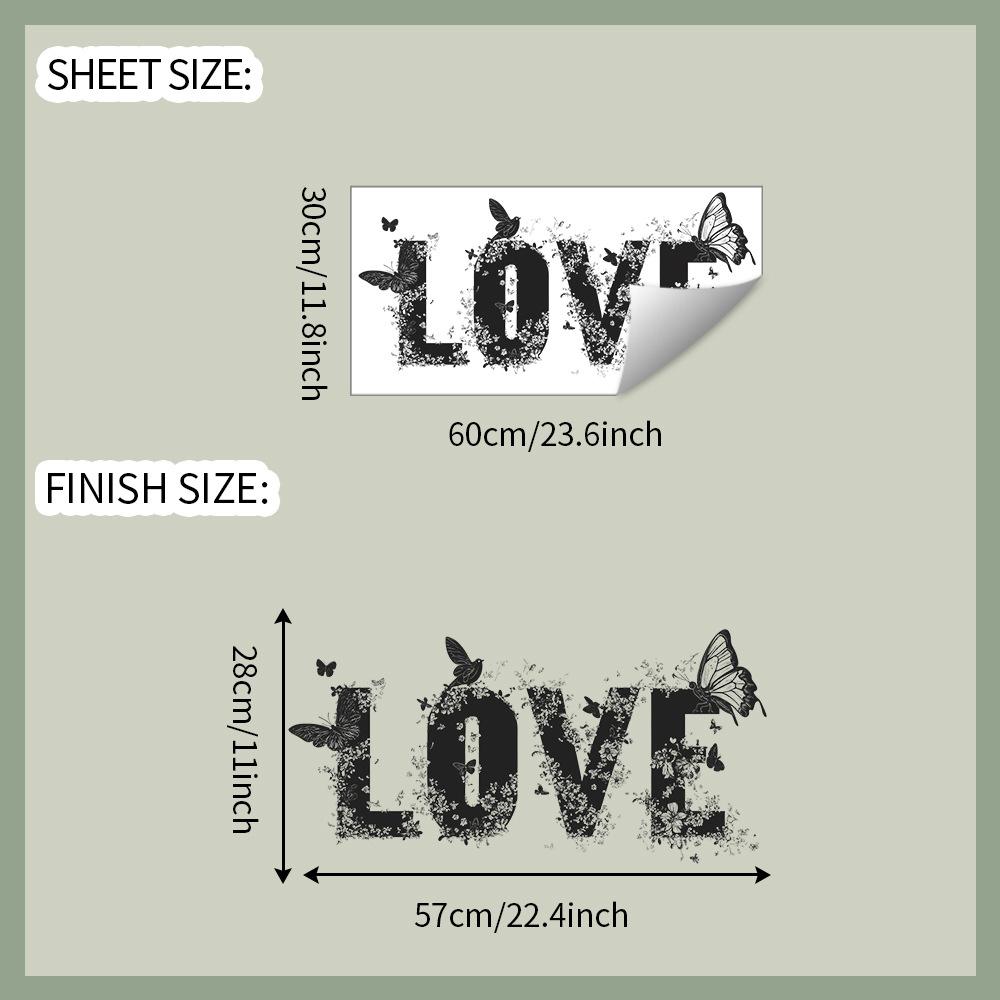 

Creative English Letter LOVE Butterfly Bedroom Entrance Home Background Beautification Wall Stickers