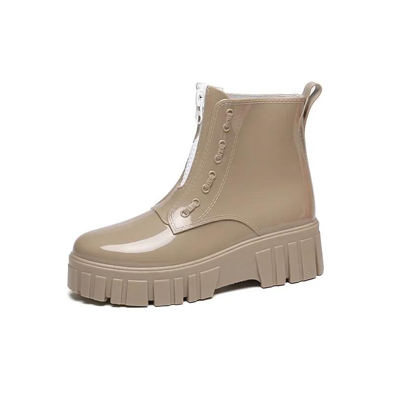 Fashion Women Thick Soled Rain Boots Non-Slip Fashion Outdoor Wear-resistant Rubber Waterproof Shoes Women Jelly Soft Soled Rain Boots