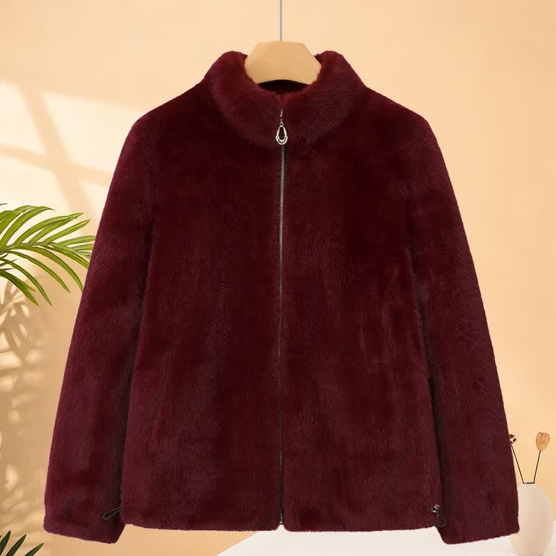 YUZHAOLIN Women s Mid-Aged Winter Plush Cotton Jacket 2XL