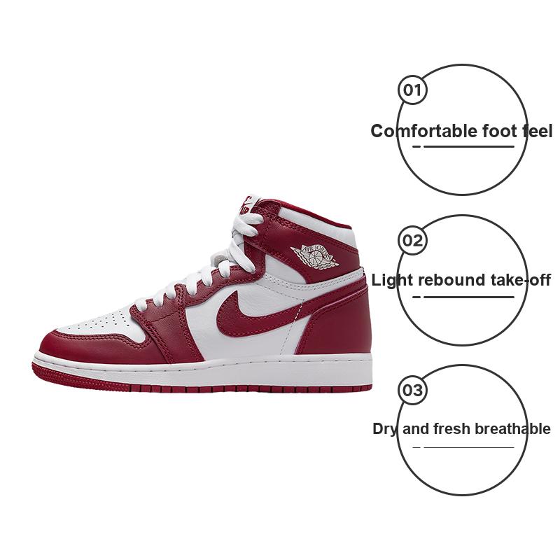 Air Jordan 1 Retro High OG GS Artisanal Red Chaussures pour Enfants Blanc Équipe-Rouge FD1437-160