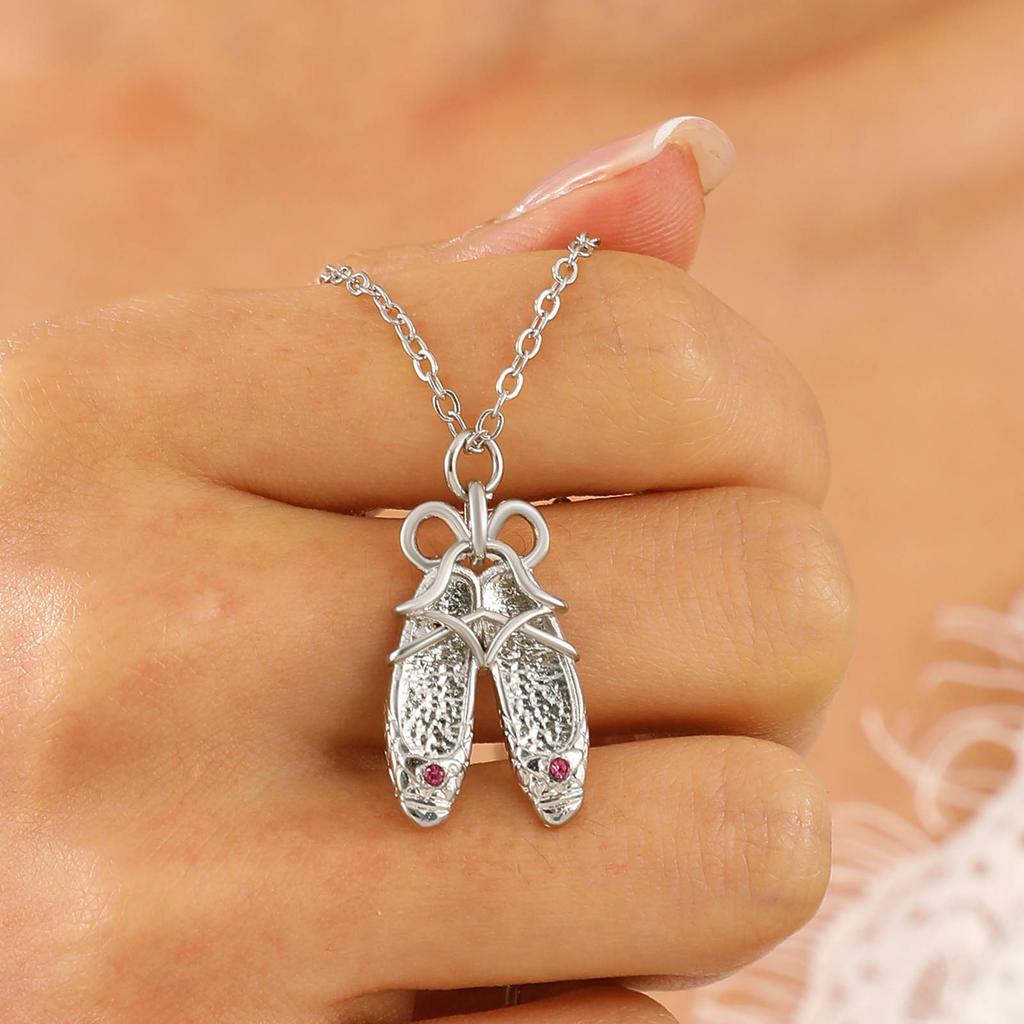 Aesthetic Ballet Shoe Pendant Necklace Bowknot Choker Trendy Clavicle Chain Unique Neck Jewelry Perfect Graduation Gift