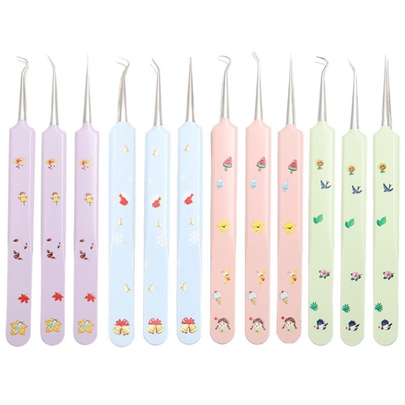 3 Pcs Facials Blackhead Remover Tweezers Extractor Acne Removal Pimple Popper Tool Kits Blackheads Tweezers