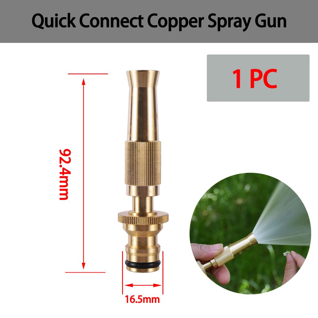 16mm Brass/Aluminum Alloy High Pressure Adjustable Direct Spray Water Car Wash Gun Nozzle Sprinkler for Watering Plants Cleaning