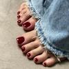 Red Solid Color Toe Nail Tips - European and American Style, Popular Whitening Pedicure Tool