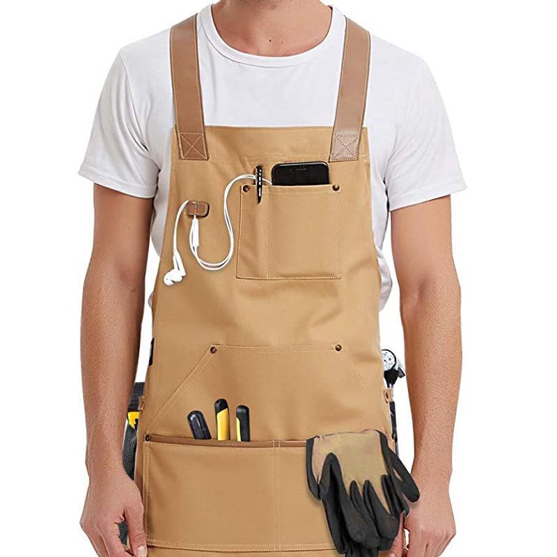 

Cross-border Thick Canvas Apron: Retro Style for Woodworking Electricians, Custom Logo Options Available темно-зелений колір