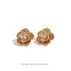 Elegant 2025 Green Camellia Flower Stud Earrings - No Piercing Clip-on for Women