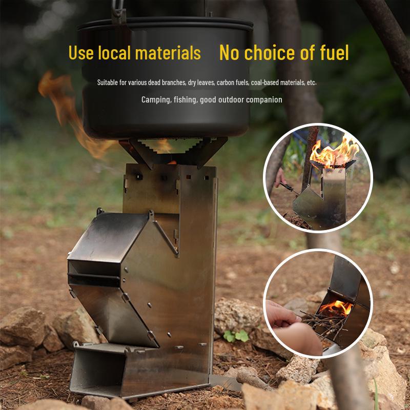 Утолченная портативная ракета-печь из нержавеющей стали - Разборная уличная посуда для дровяного огня Small