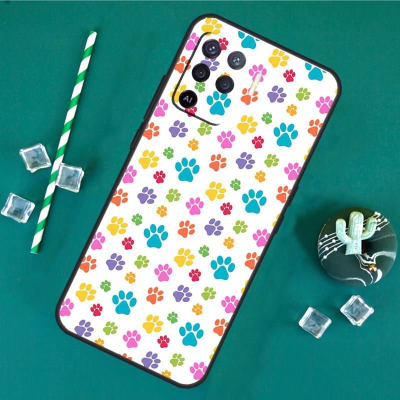 Dog Cat Paw Case For Oppo A40 A60 A80 A16 A76 A96 A18 A38 A58 A78 A98 A91 A15 A17 A74 A94 A54 A57S Cover