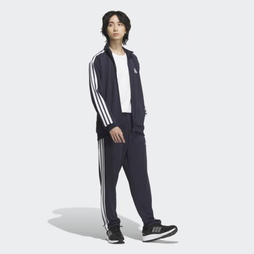 AdidaS Men S 3S Regular Fit Double Knit Track Jacket Navy