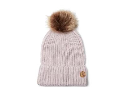 Volcom Knit Cap LULA Cute Hat In Amethyst Size Women's (with Pompon) [K5852302 / BEANIE] Smoke, O/S