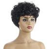 Synthetische alte Frau Perücke lockige Kurzhaarschnitte Mami Perücke mit Seitenscheitel Hitzebeständig Afro Kinky Locken Lässiger Stil Natürliche Perücke