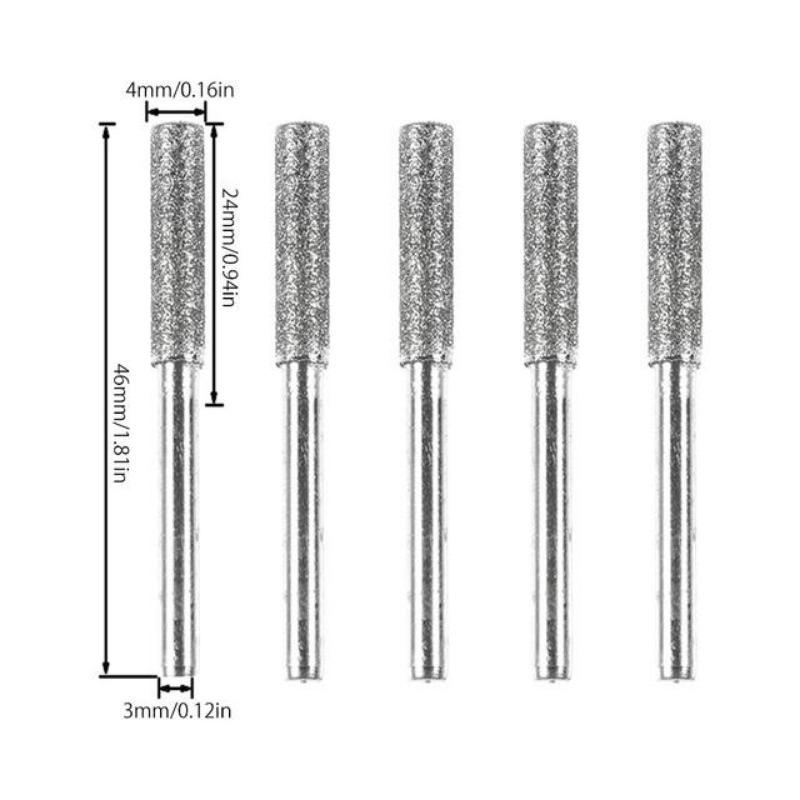 

5Pcs Diamond Coated Cylindrical Burr 4.0/4.8/5.5mm Chainsaw Sharpener Stone File Chain Saw Sharpening Carving Grinding Tools 5PCS 4.0mm